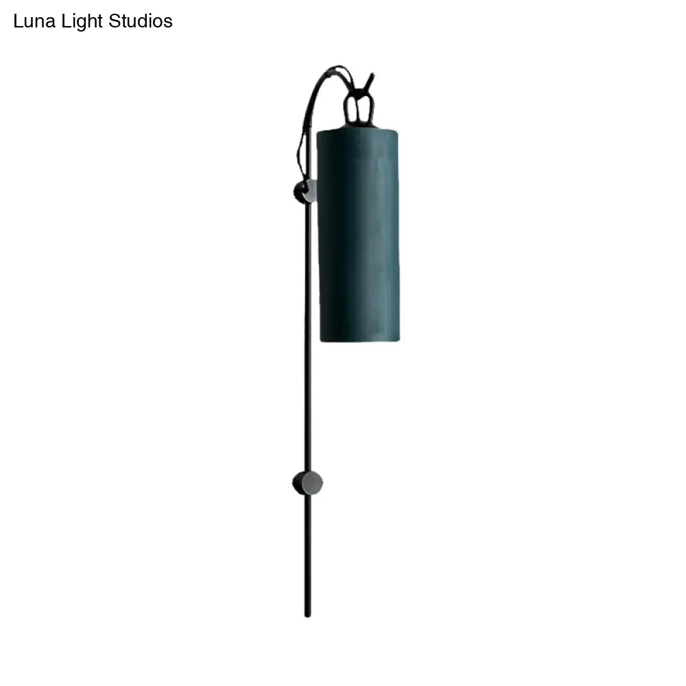 DecorBites™ Modern Tube Sconce Lighting with Green/White Fabric Shade - 1 Light Living Room Lighting in Black/Gold