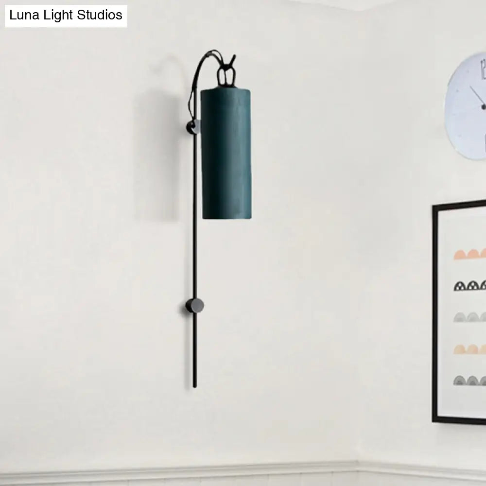 DecorBites™ Modern Tube Sconce Lighting with Green/White Fabric Shade - 1 Light Living Room Lighting in Black/Gold