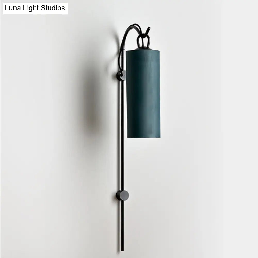 DecorBites™ Modern Tube Sconce Lighting with Green/White Fabric Shade - 1 Light Living Room Lighting in Black/Gold