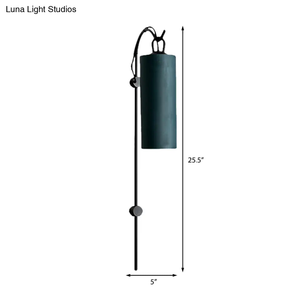 DecorBites™ Modern Tube Sconce Lighting with Green/White Fabric Shade - 1 Light Living Room Lighting in Black/Gold