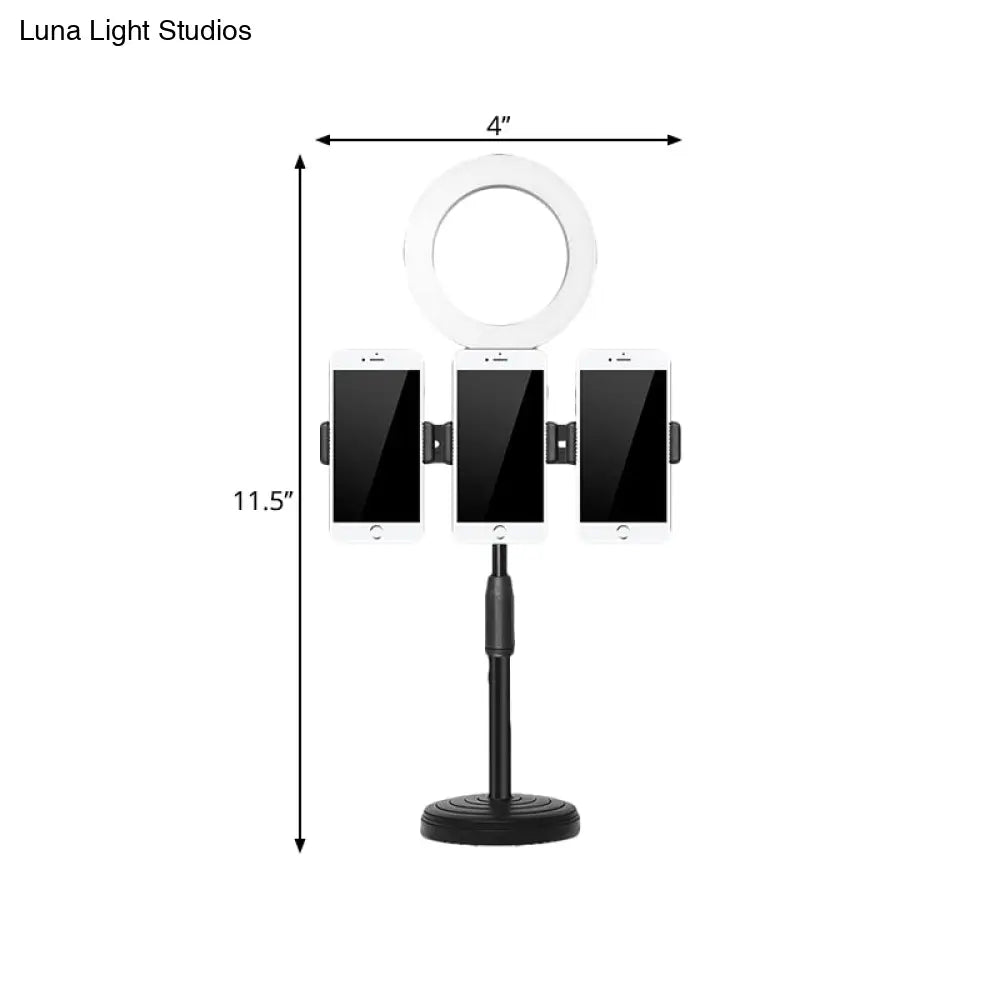 DecorBites™ Modern USB Vanity Light - Phone Support LED Fill Flush Lamp with Black Finish & Round Metal Shade