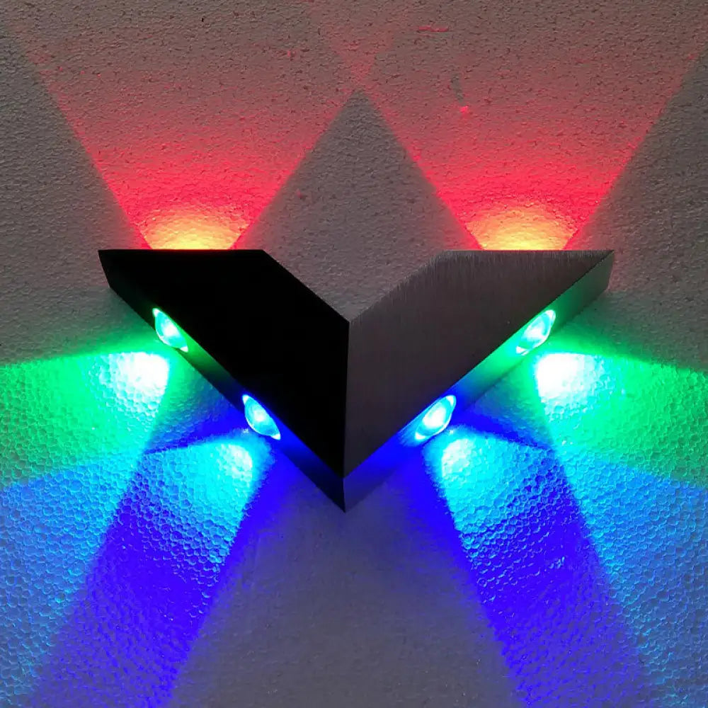 DecorBites™ Modern V-Neck Metal Sconce LED Wall Light with RGB Color, Black/Silver