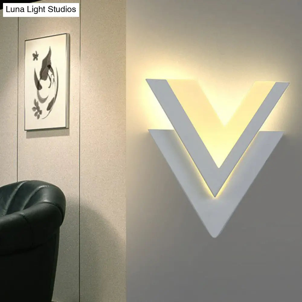 DecorBites™ Modern V-Shaped LED Wall Sconce in White
