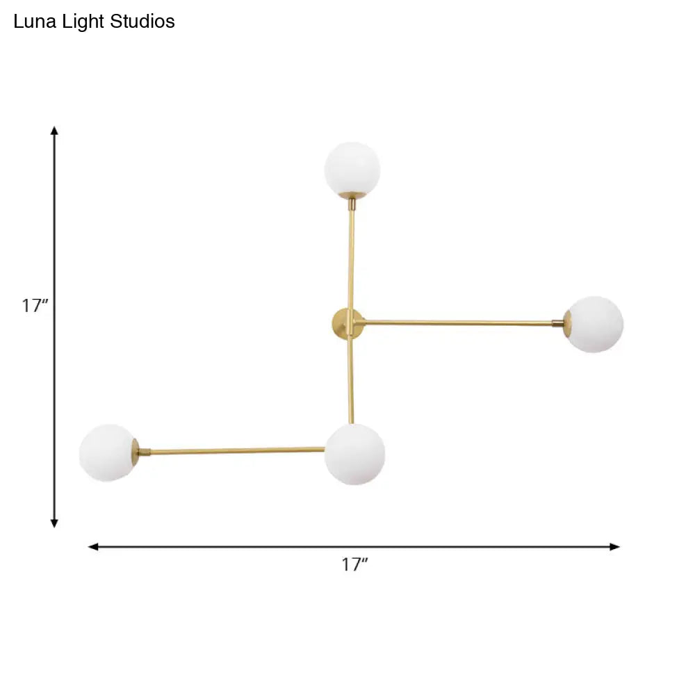 DecorBites™ Modern Wall Lamp with Crossed Lines, Glass Shade, Black/Gold Finish - 2/4 Lights