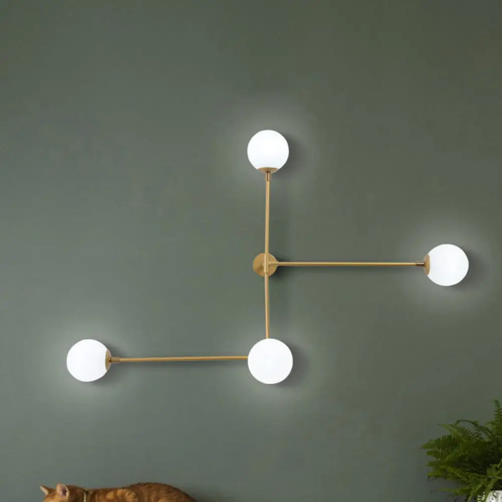 DecorBites™ Modern Wall Lamp with Crossed Lines, Glass Shade, Black/Gold Finish - 2/4 Lights