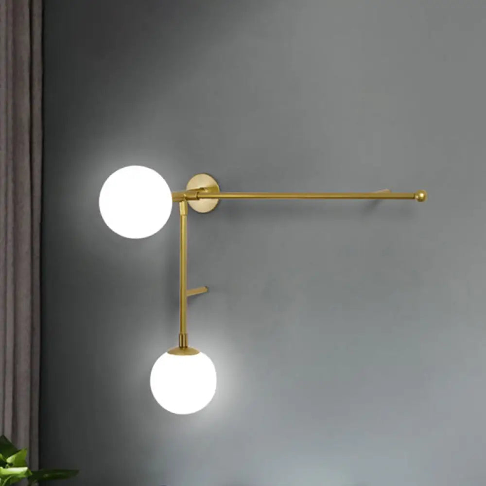 DecorBites™ Modern Wall Lamp with Crossed Lines, Glass Shade, Black/Gold Finish - 2/4 Lights