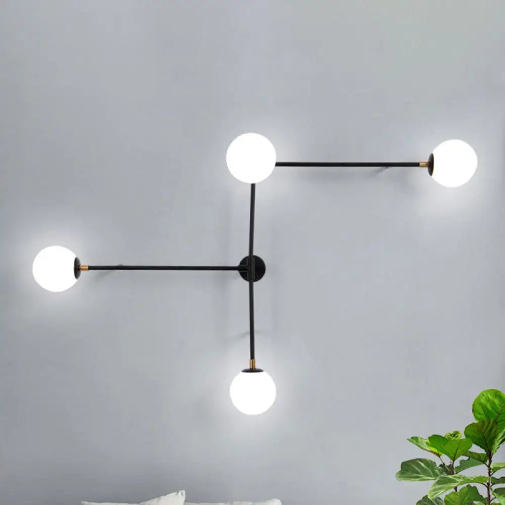 DecorBites™ Modern Wall Lamp with Crossed Lines, Glass Shade, Black/Gold Finish - 2/4 Lights