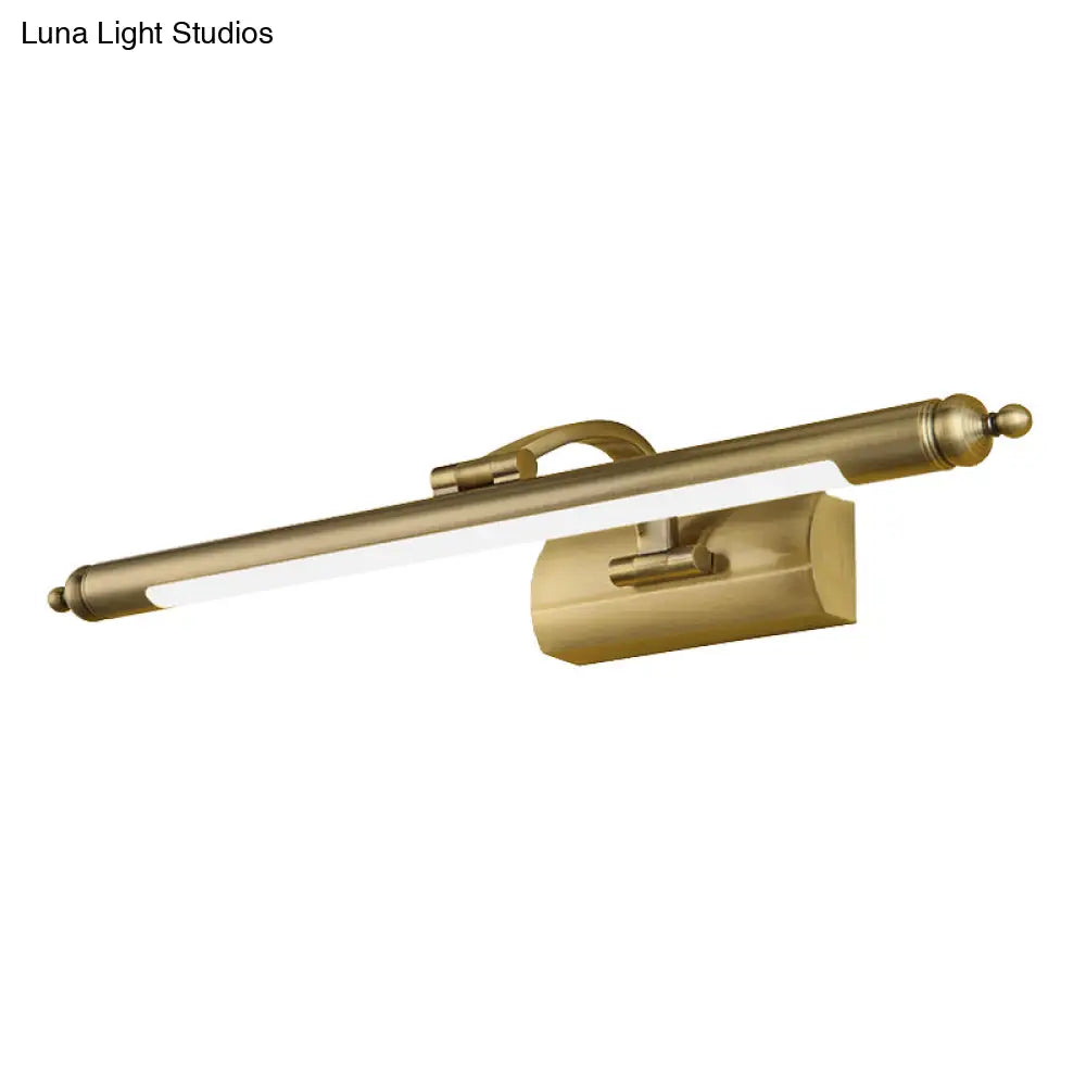 DecorBites™ Modern Wall-Mounted LED Vanity Lamp in Brass Finish - Straight Mirror Cabinet Light Fixture