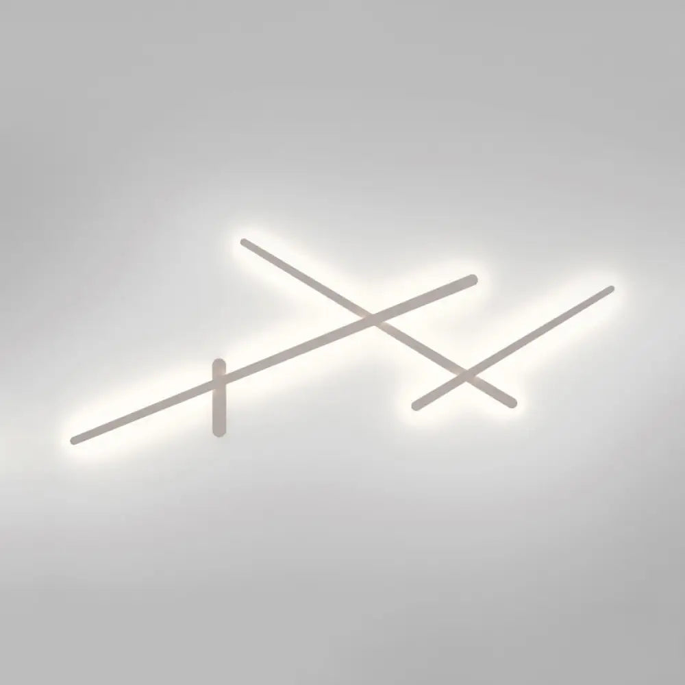 DecorBites™ Modern White Crossed Lines Wall Lamp - Metal, 3/4 Lights - Simplistic Living Room Lighting
