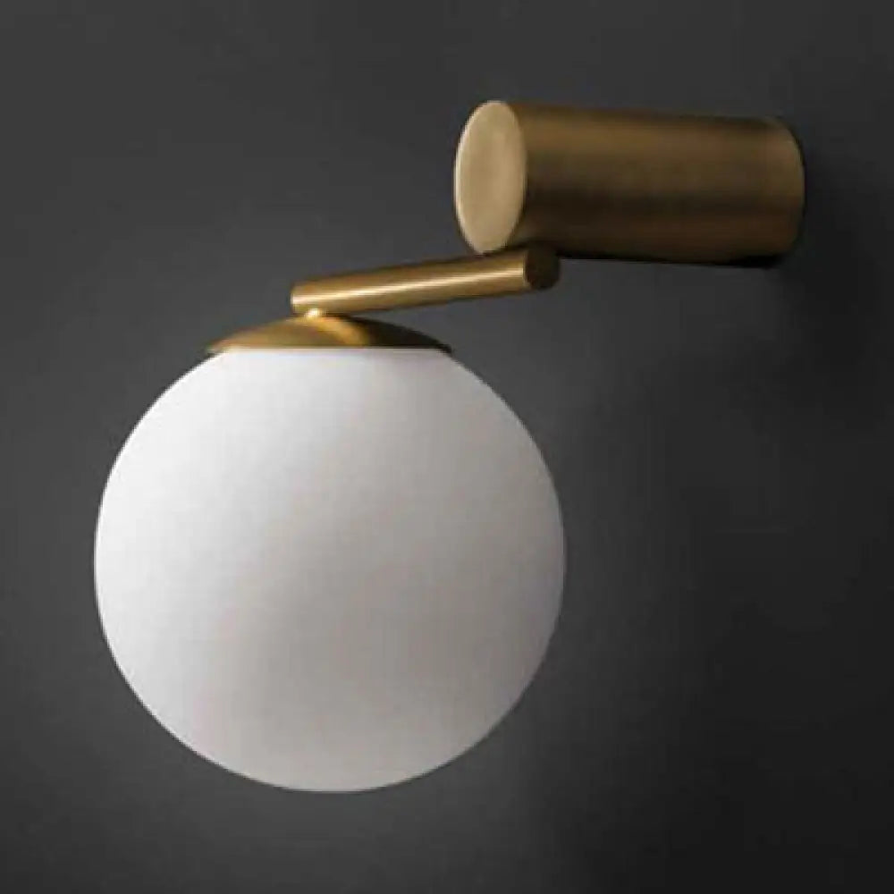 DecorBites™ Modern White Glass Sphere Wall Light with Gold LED Fixture