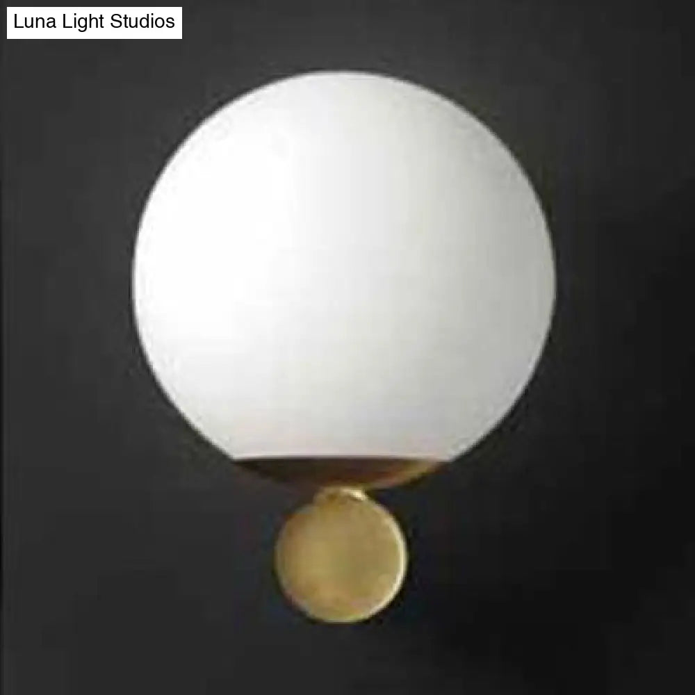 DecorBites™ Modern White Glass Sphere Wall Light with Gold LED Fixture