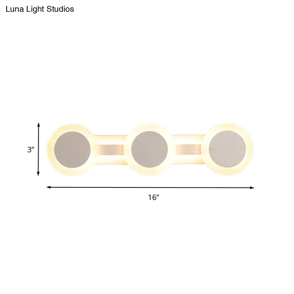 DecorBites™ Modern White LED Vanity Light - 16"/23.5" Linear Wall Sconce with Acrylic Shade - Warm/White Light, 3/4 Lights