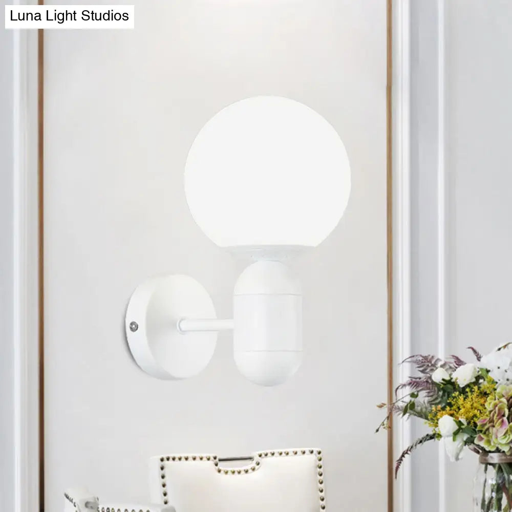 DecorBites™ Modern White Wall Lamp with Globe Shade, Capsule Body - Metal & Glass Wall Light for Meeting Room