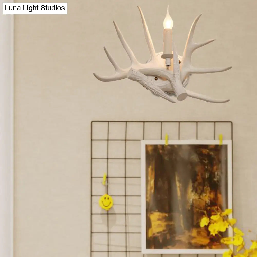 DecorBites™ Modern White Wall Sconce with Antler Resin Shade for Living Room Lighting