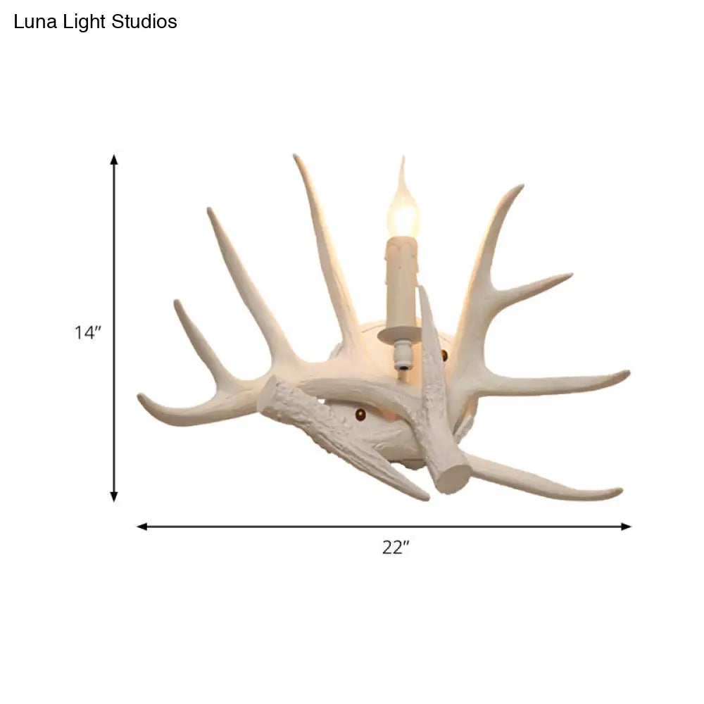 DecorBites™ Modern White Wall Sconce with Antler Resin Shade for Living Room Lighting