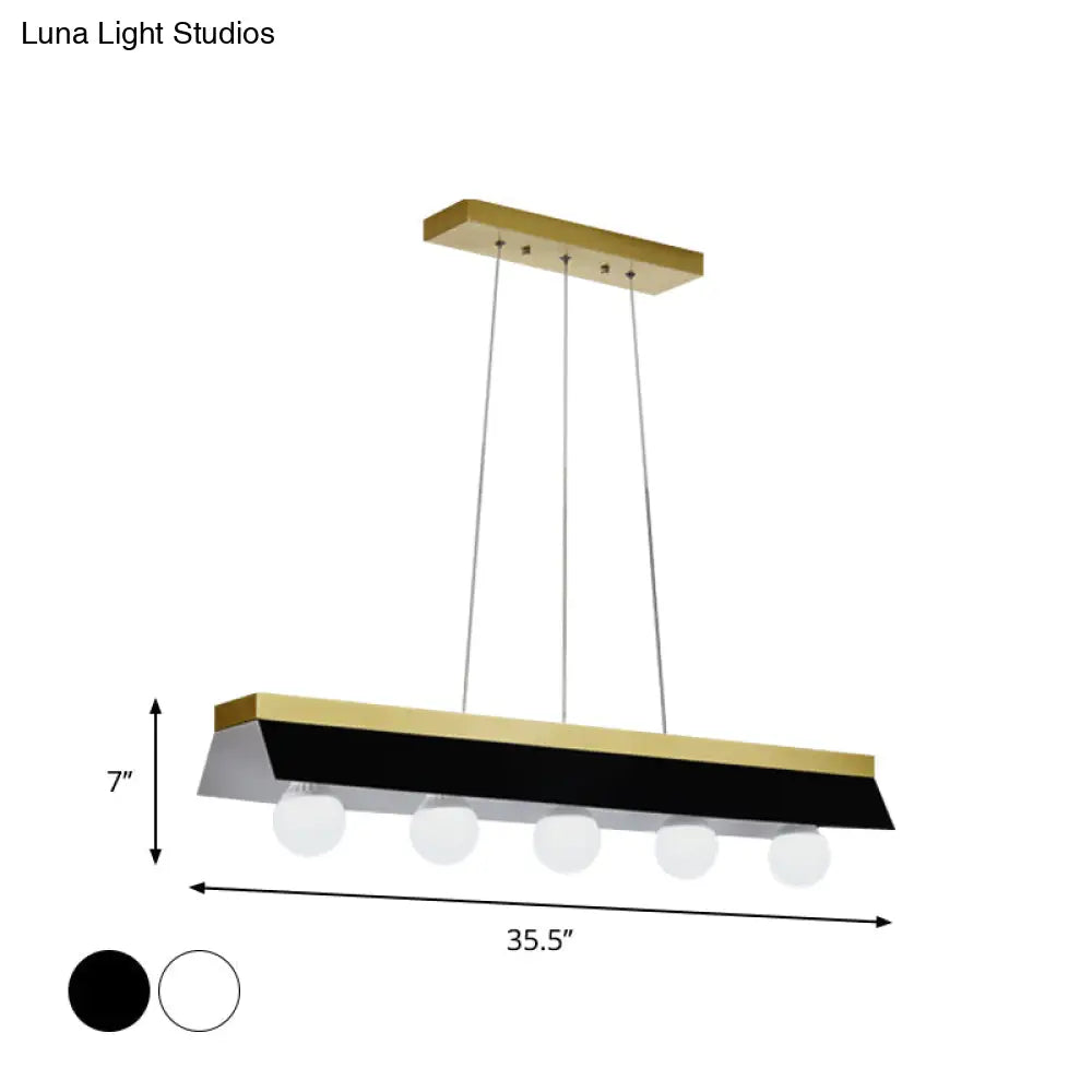 DecorBites™ Modern Wood Island Billiard Light with Black/White Shade - 3 or 5 Lights for Restaurant