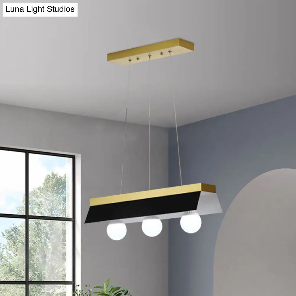 DecorBites™ Modern Wood Island Billiard Light with Black/White Shade - 3 or 5 Lights for Restaurant