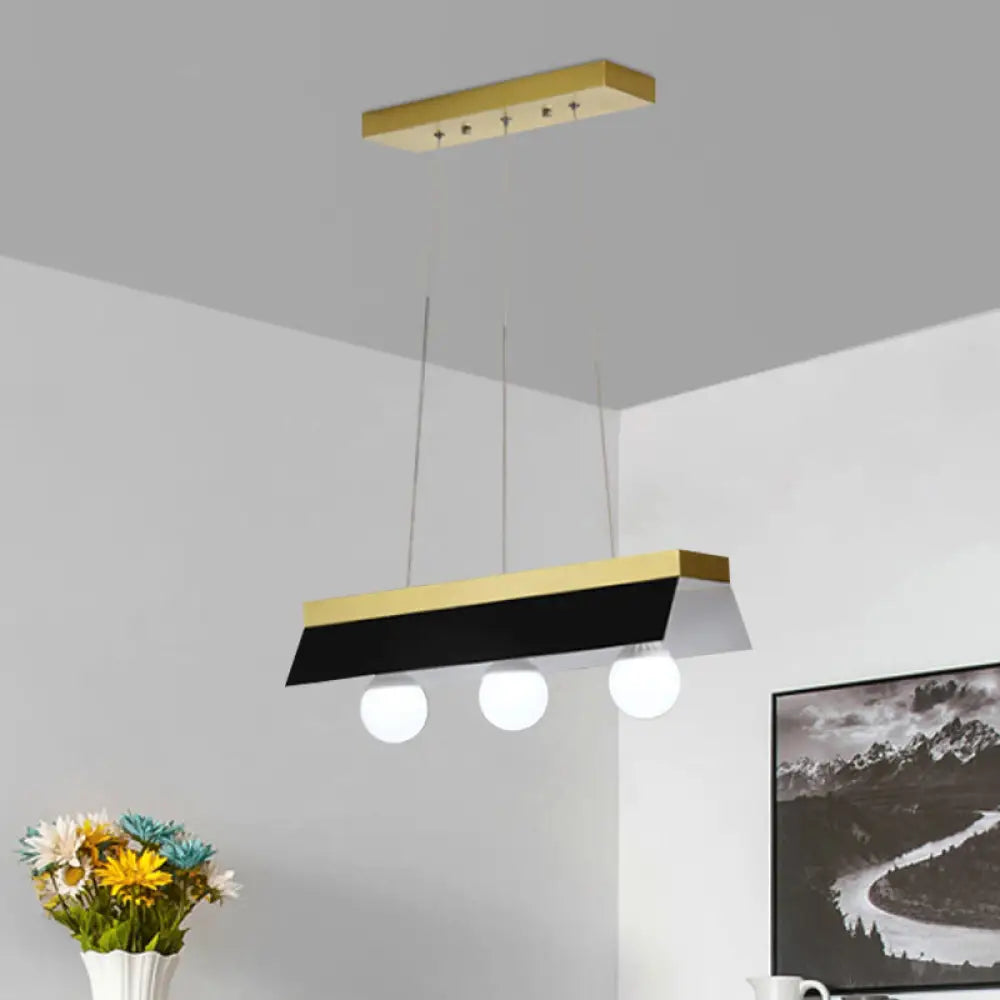 DecorBites™ Modern Wood Island Billiard Light with Black/White Shade - 3 or 5 Lights for Restaurant