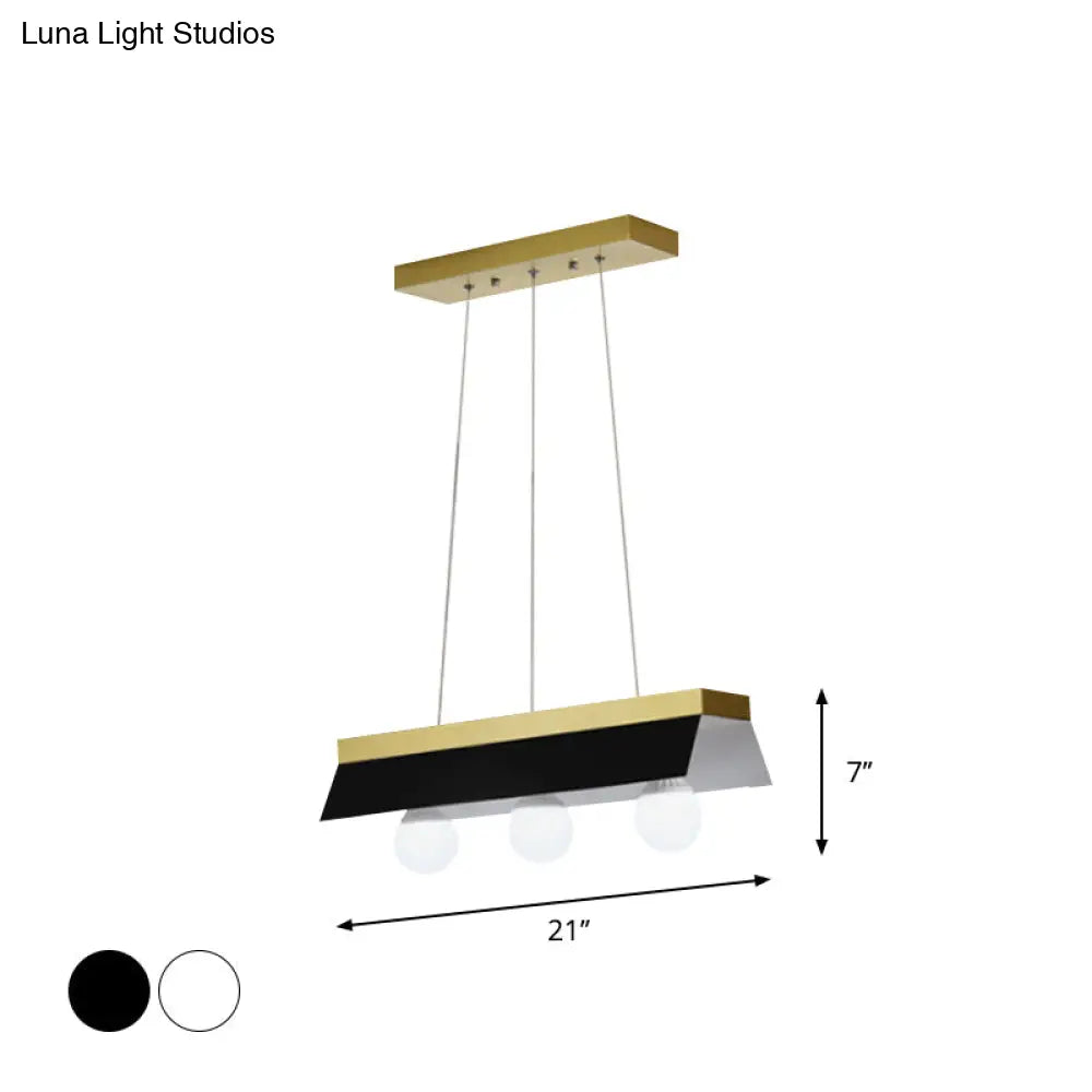 DecorBites™ Modern Wood Island Billiard Light with Black/White Shade - 3 or 5 Lights for Restaurant
