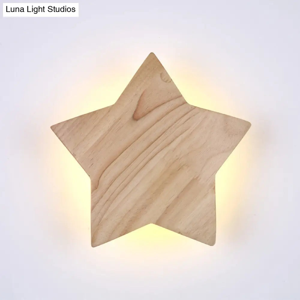 DecorBites™ Modern Wood Star LED Wall Sconce - Stylish Contemporary Living Room Lighting