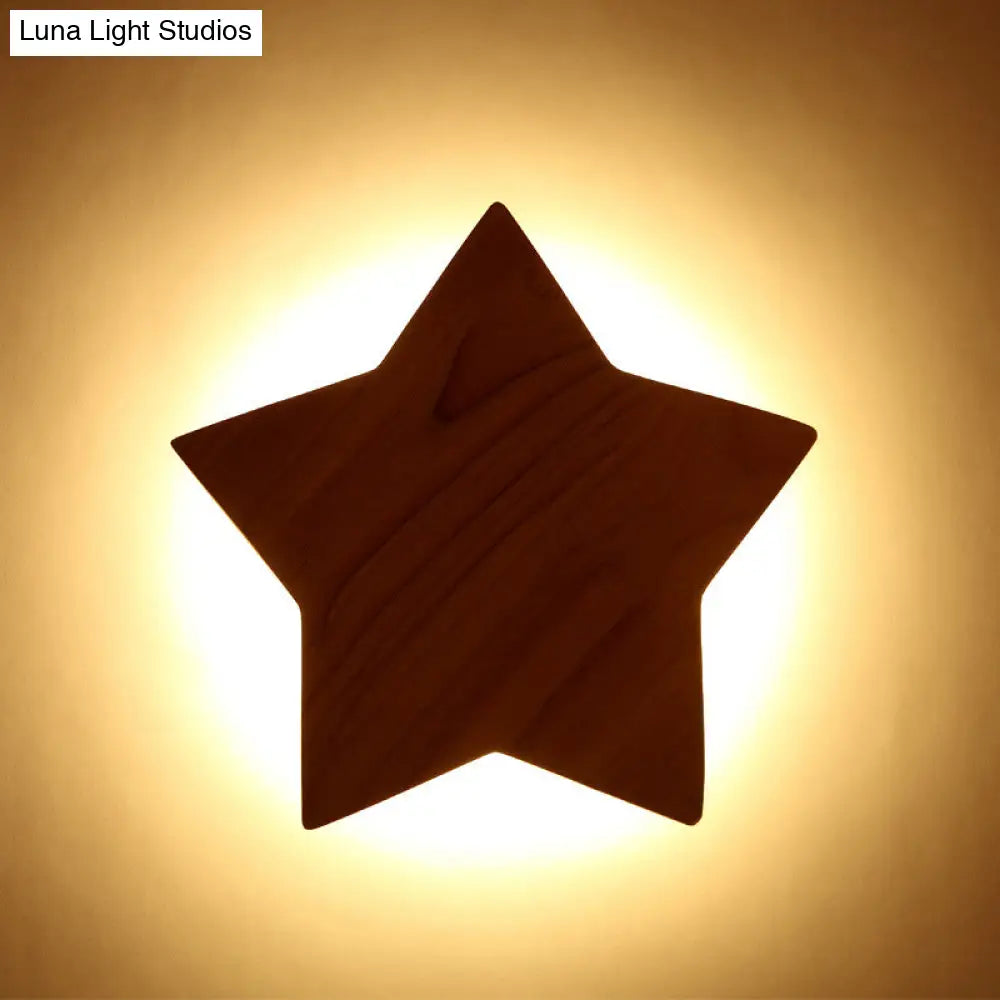 DecorBites™ Modern Wood Star LED Wall Sconce - Stylish Contemporary Living Room Lighting