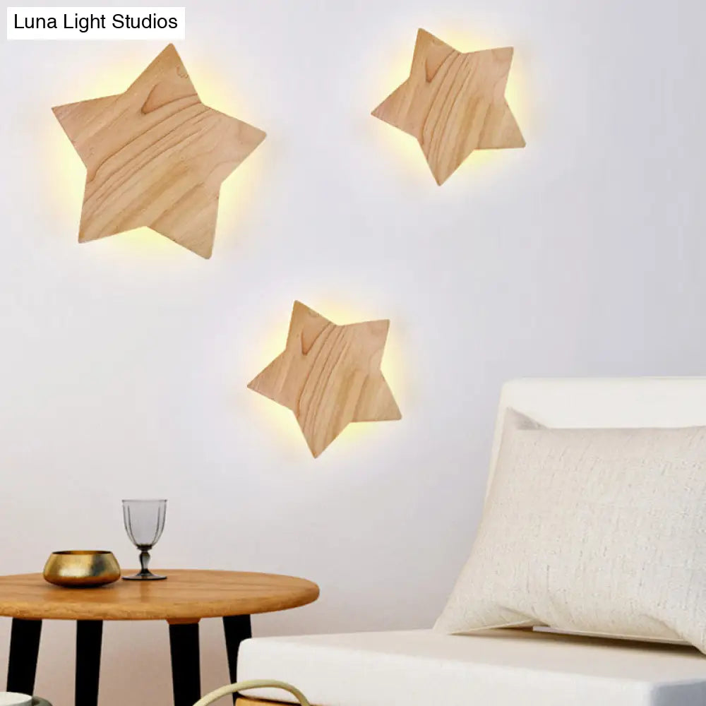 DecorBites™ Modern Wood Star LED Wall Sconce - Stylish Contemporary Living Room Lighting