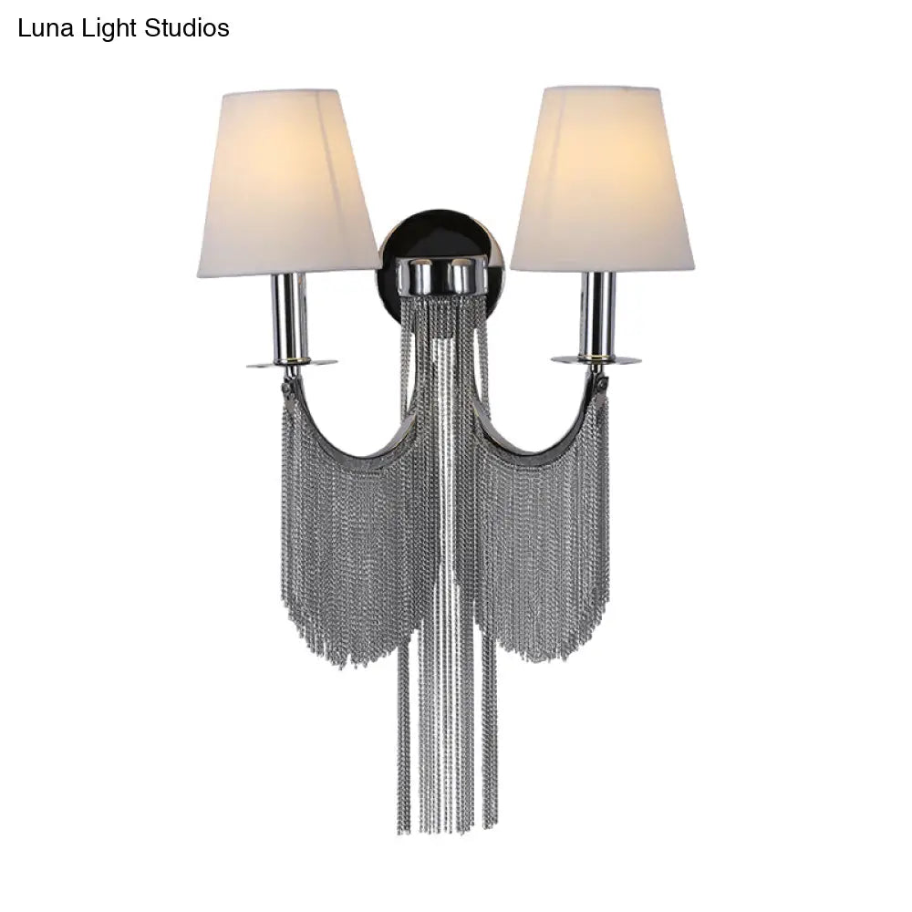 DecorBites™ Modernist 2-Light Plastic Cone Shade Wall Sconce with Aluminum Tassel in Black/Silver