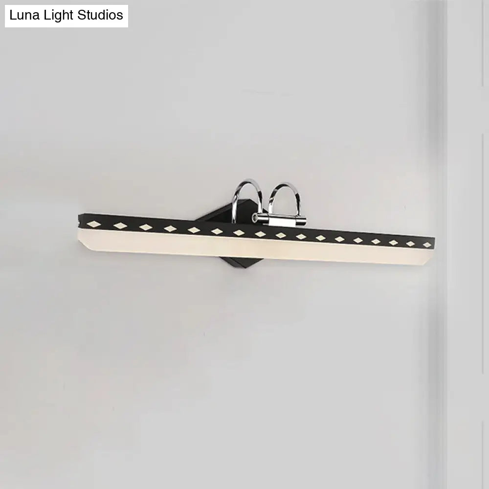 DecorBites™ Modernist Acrylic Linear LED Vanity Wall Sconce - 15"/19"/23" Wide - Black/White - Curved Arm - Natural Light