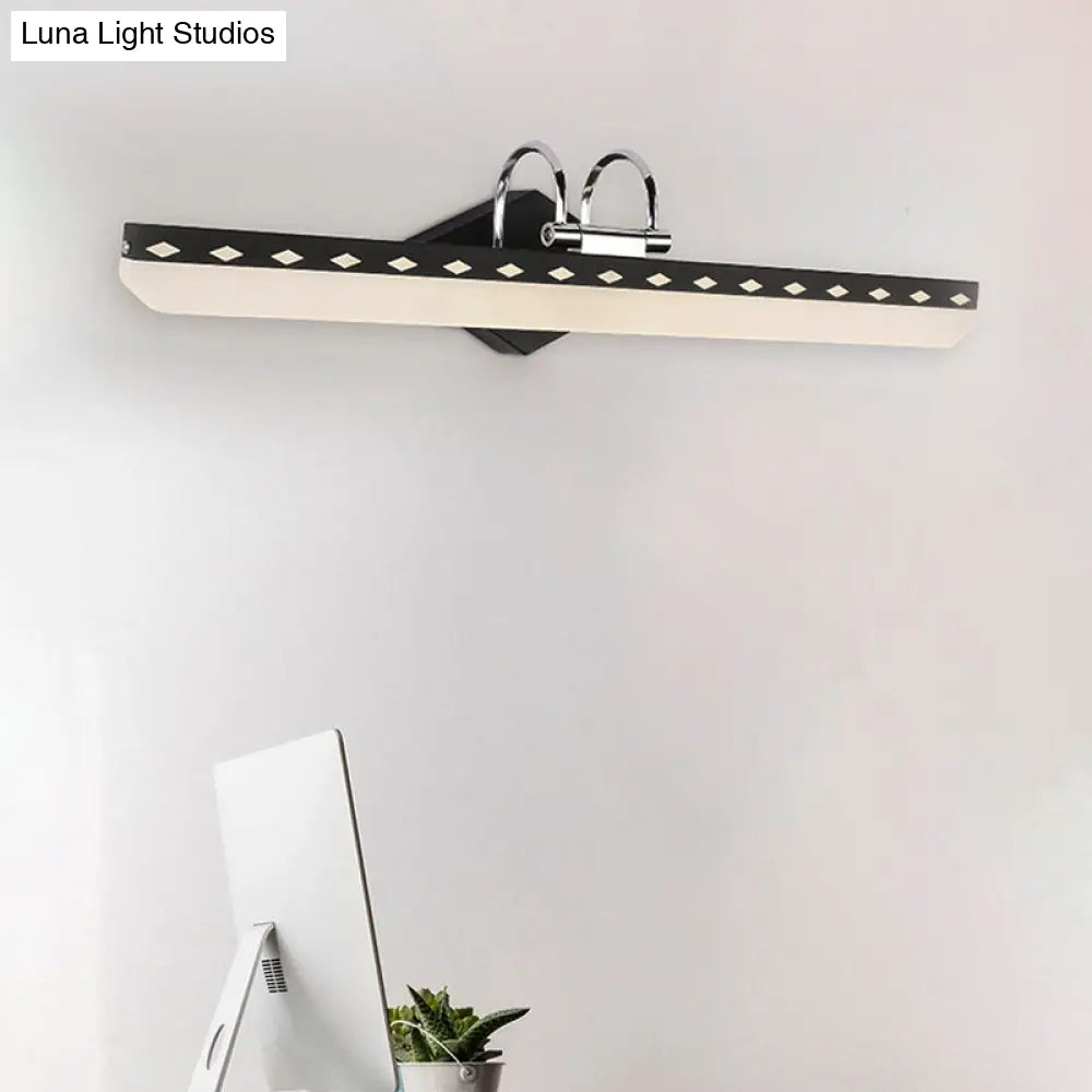 DecorBites™ Modernist Acrylic Linear LED Vanity Wall Sconce - 15"/19"/23" Wide - Black/White - Curved Arm - Natural Light