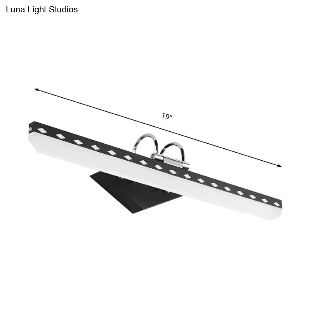 DecorBites™ Modernist Acrylic Linear LED Vanity Wall Sconce - 15"/19"/23" Wide - Black/White - Curved Arm - Natural Light