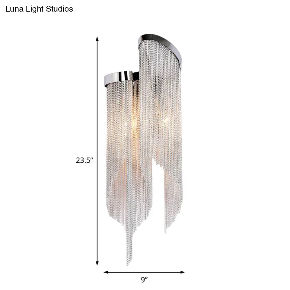 DecorBites™ Modernist Aluminum Tassel Wall Sconce Light in Gold/Silver for Living Room