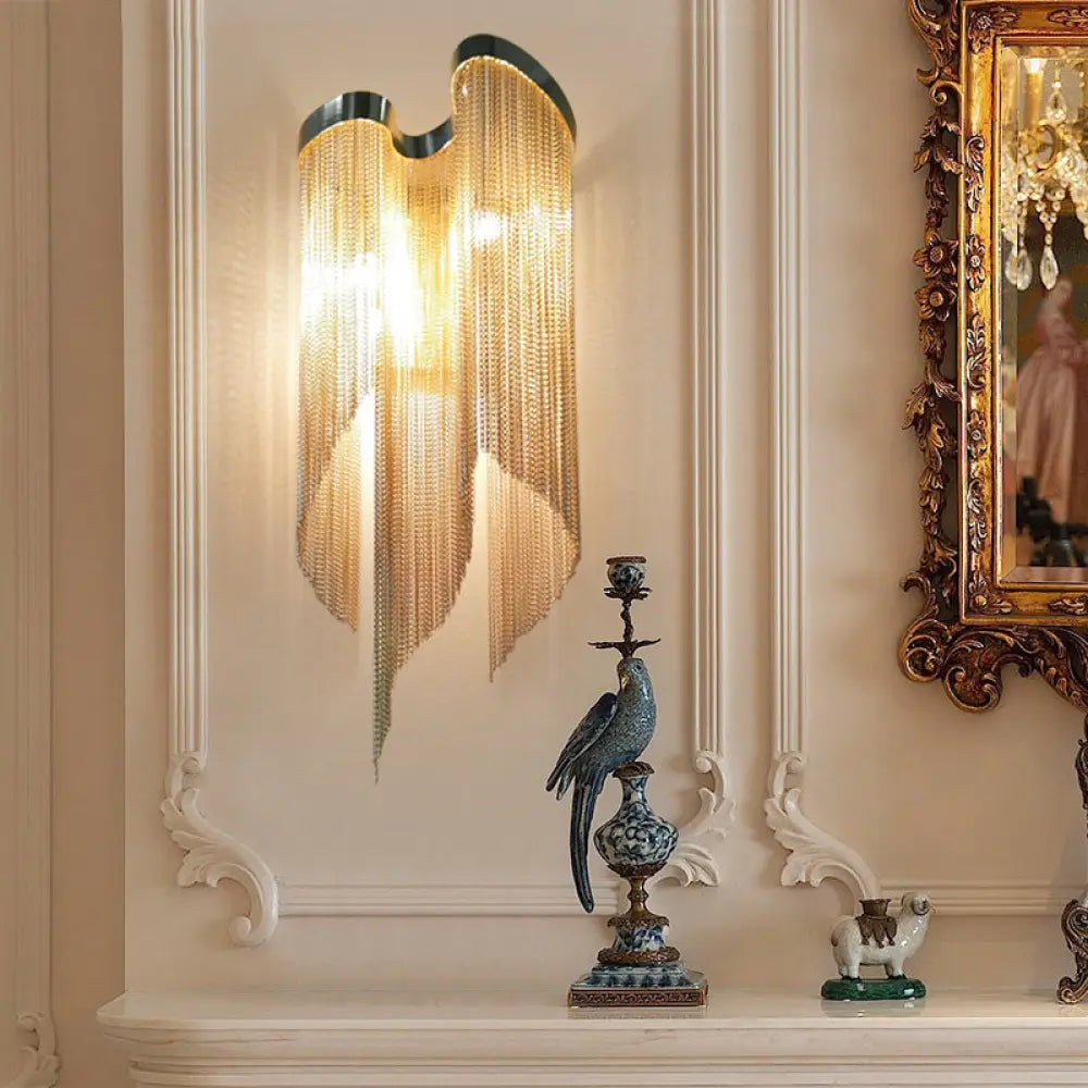 DecorBites™ Modernist Aluminum Tassel Wall Sconce Light in Gold/Silver for Living Room