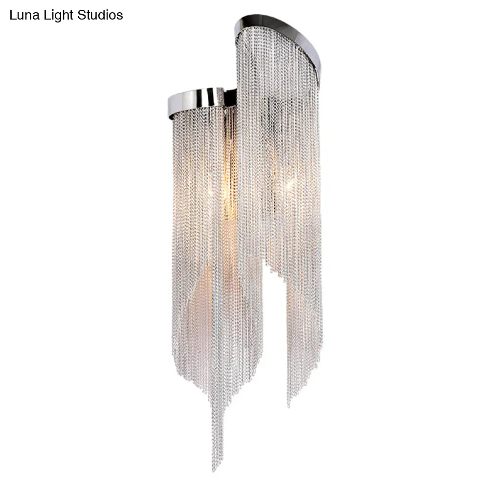 DecorBites™ Modernist Aluminum Wall Light Sconce with Tassel Chain - 2 Bulbs Wall Mounted Lamp for Living Room