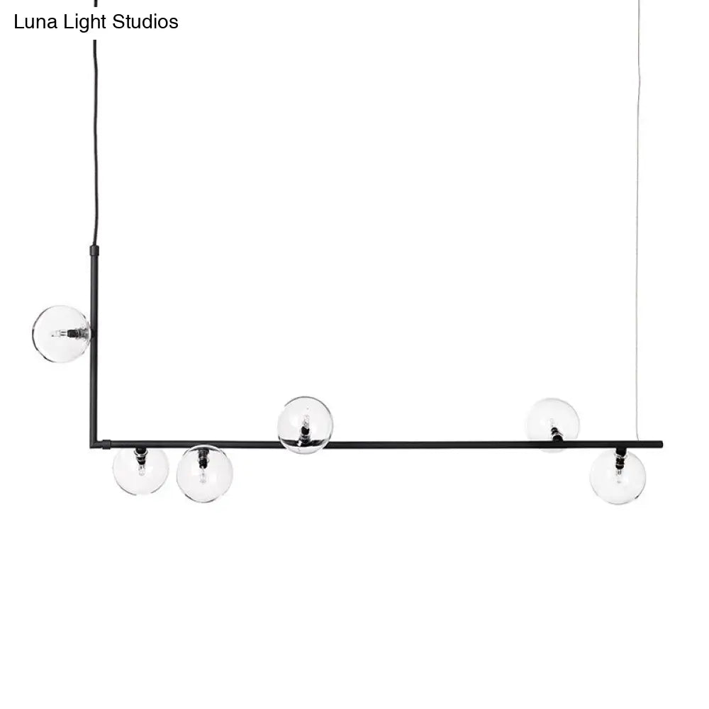 DecorBites™ Modernist Black Glass Globe Pendant Light with 6 Bulbs and Right Angled Frame - Warm/White Lighting