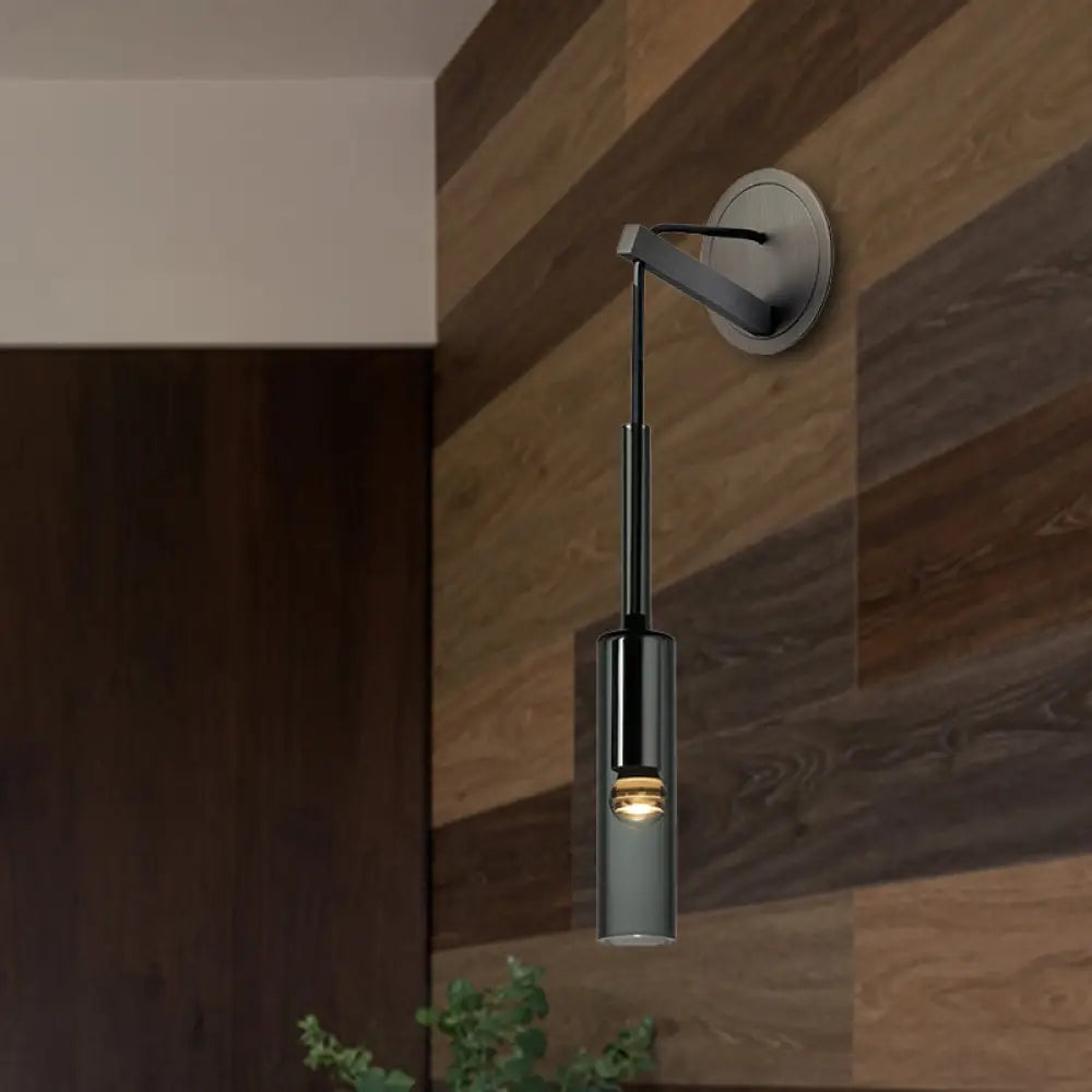 DecorBites™ Modernist Black LED Wall Sconce - Crystal Tube Light Fixture for Bedroom