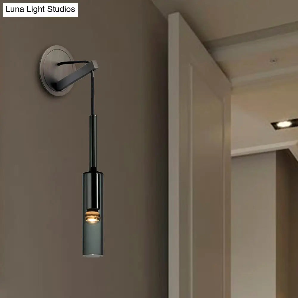 DecorBites™ Modernist Black LED Wall Sconce - Crystal Tube Light Fixture for Bedroom