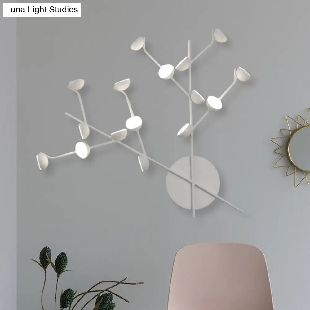 DecorBites™ Modernist Branch Metal Wall Light Sconce with 16 Bulbs, LED, White Finish