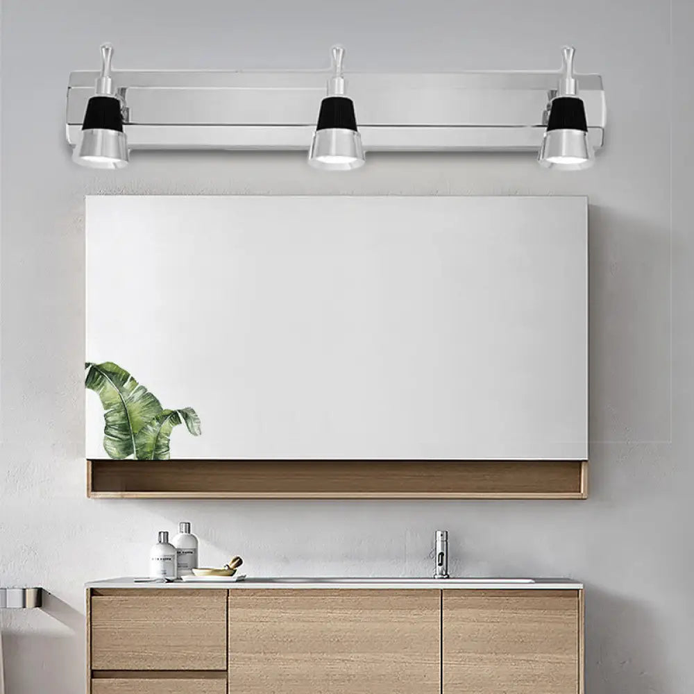DecorBites™ Modernist Cone Vanity Light: 2/3-Light Bathroom Wall Lamp in Aluminum with Warm/White Lighting