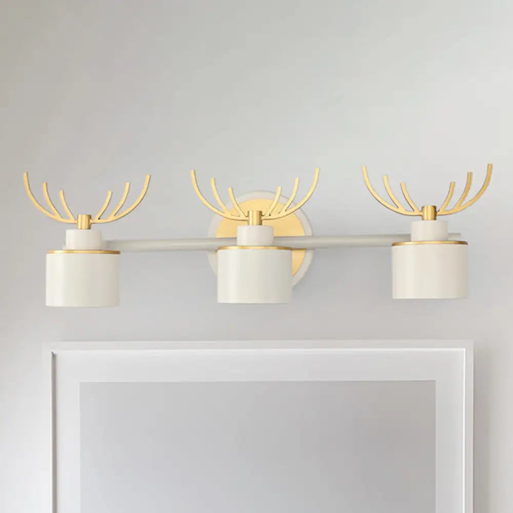 DecorBites™ Modernist Elk Design 3-Head Metal Wall Sconce in White for Living Room Lighting