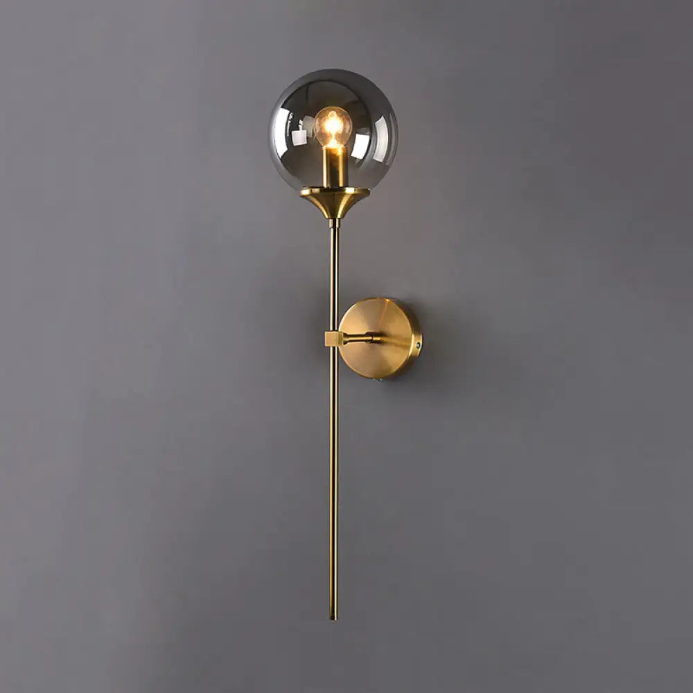 DecorBites™ Modernist Glass Round Sconce Lamp: 1-Light Wall Mounted Light in Gold for Living Room