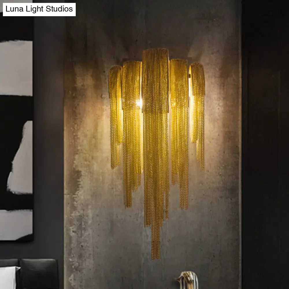 DecorBites™ Modernist Gold Finish Tassels Wall Sconce - Aluminum LED Wall Mount Lamp