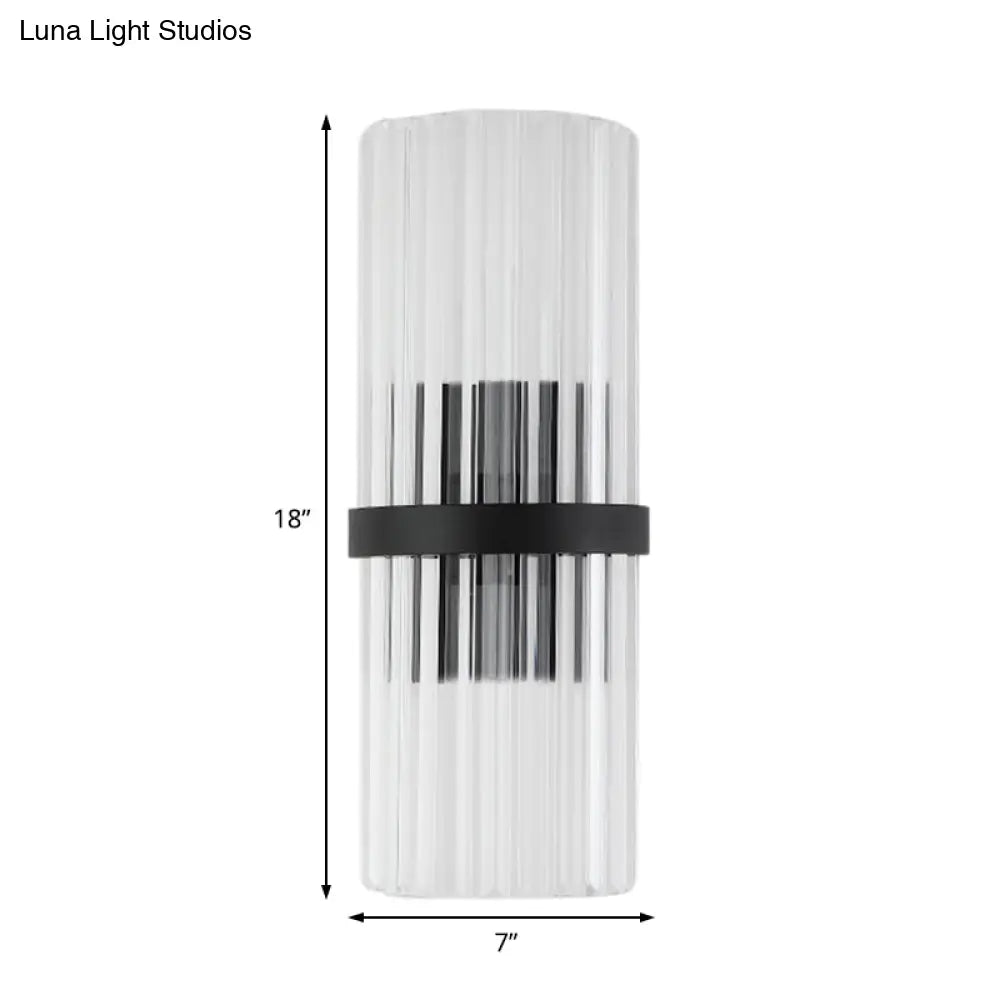 DecorBites™ Modernist Half-Light Pipe Wall Sconce Lamp: Metal & Crystal, Black Finish – Perfect for Dining Room