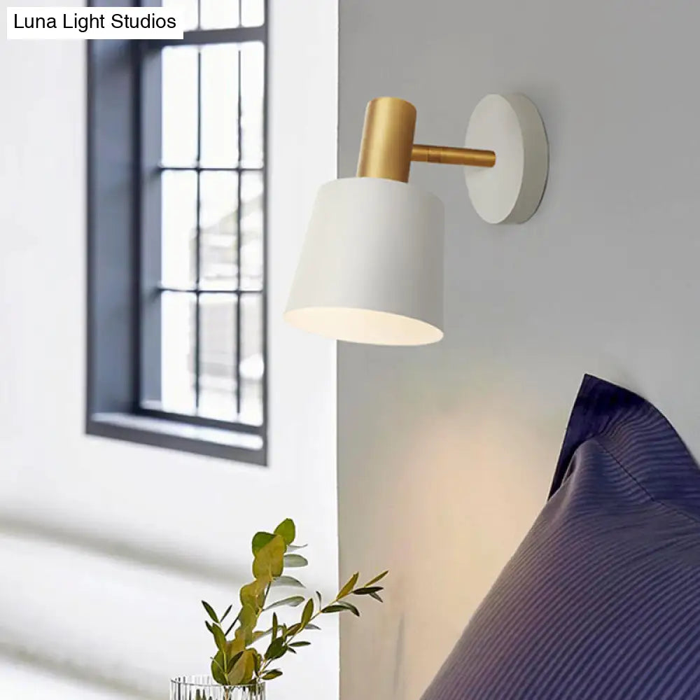 DecorBites™ Modernist Metal Drum Sconce - 1-Light Wall Mounted Lamp in White/Green for Bedroom