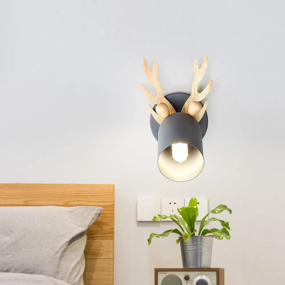 DecorBites™ Modernist Metal Wall Sconce with Antler Design and Cylinder Shape for Bedroom Lighting
