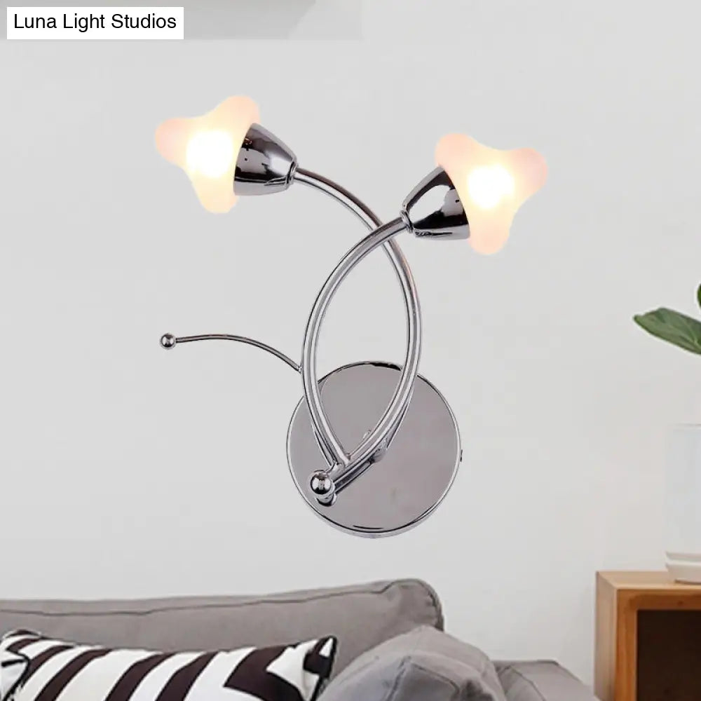 DecorBites™ Modernist Mushroom Milk Glass Wall Light with Chrome LED – Ideal for Office