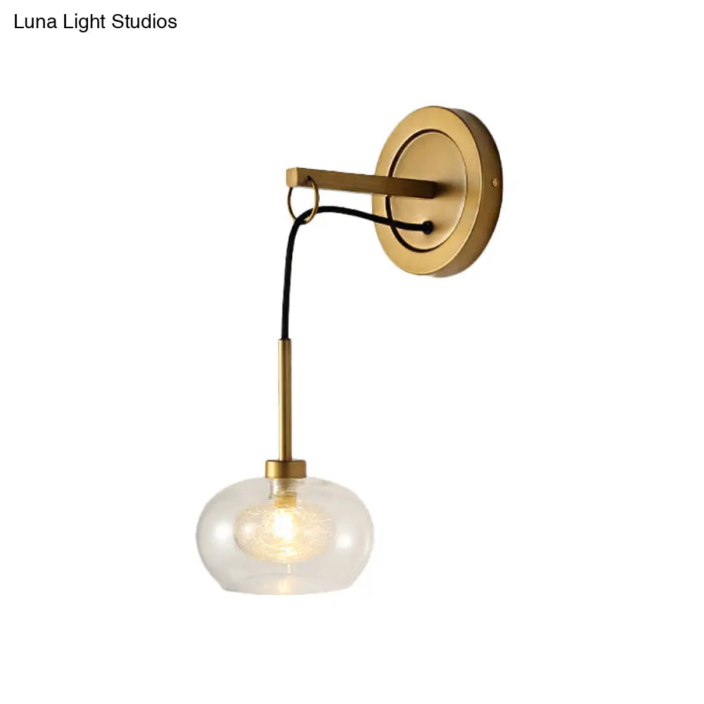 DecorBites™ Modernist Oval Amber/White Glass Sconce with Brass Finish - Wall Mounted 1-Light Drop Lamp