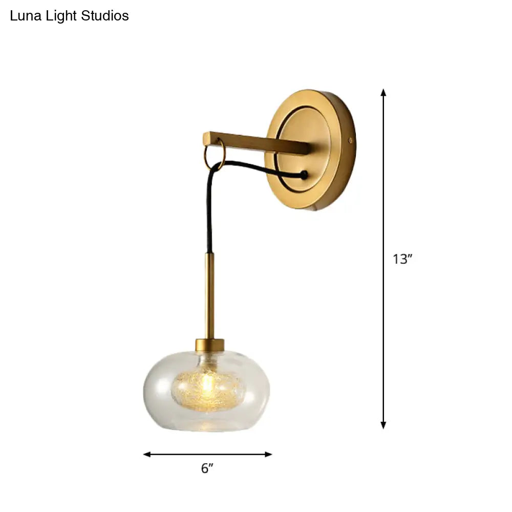 DecorBites™ Modernist Oval Amber/White Glass Sconce with Brass Finish - Wall Mounted 1-Light Drop Lamp