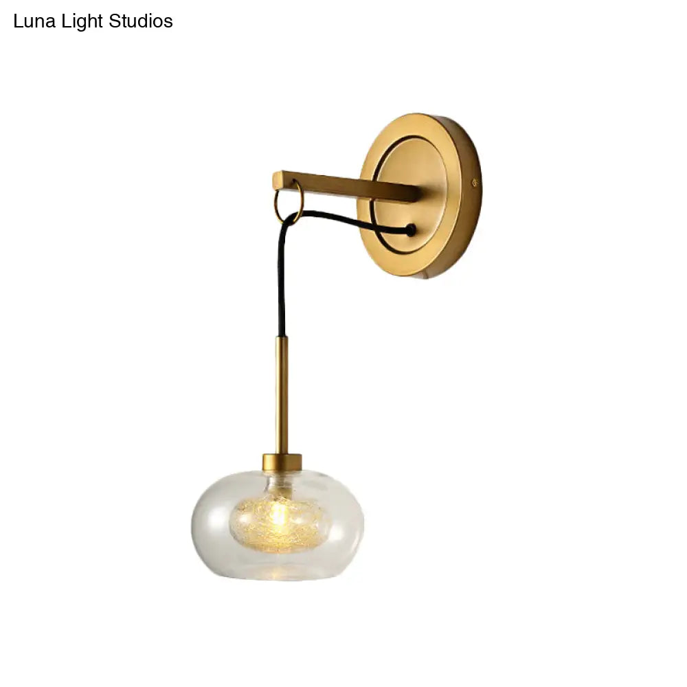 DecorBites™ Modernist Oval Amber/White Glass Sconce with Brass Finish - Wall Mounted 1-Light Drop Lamp