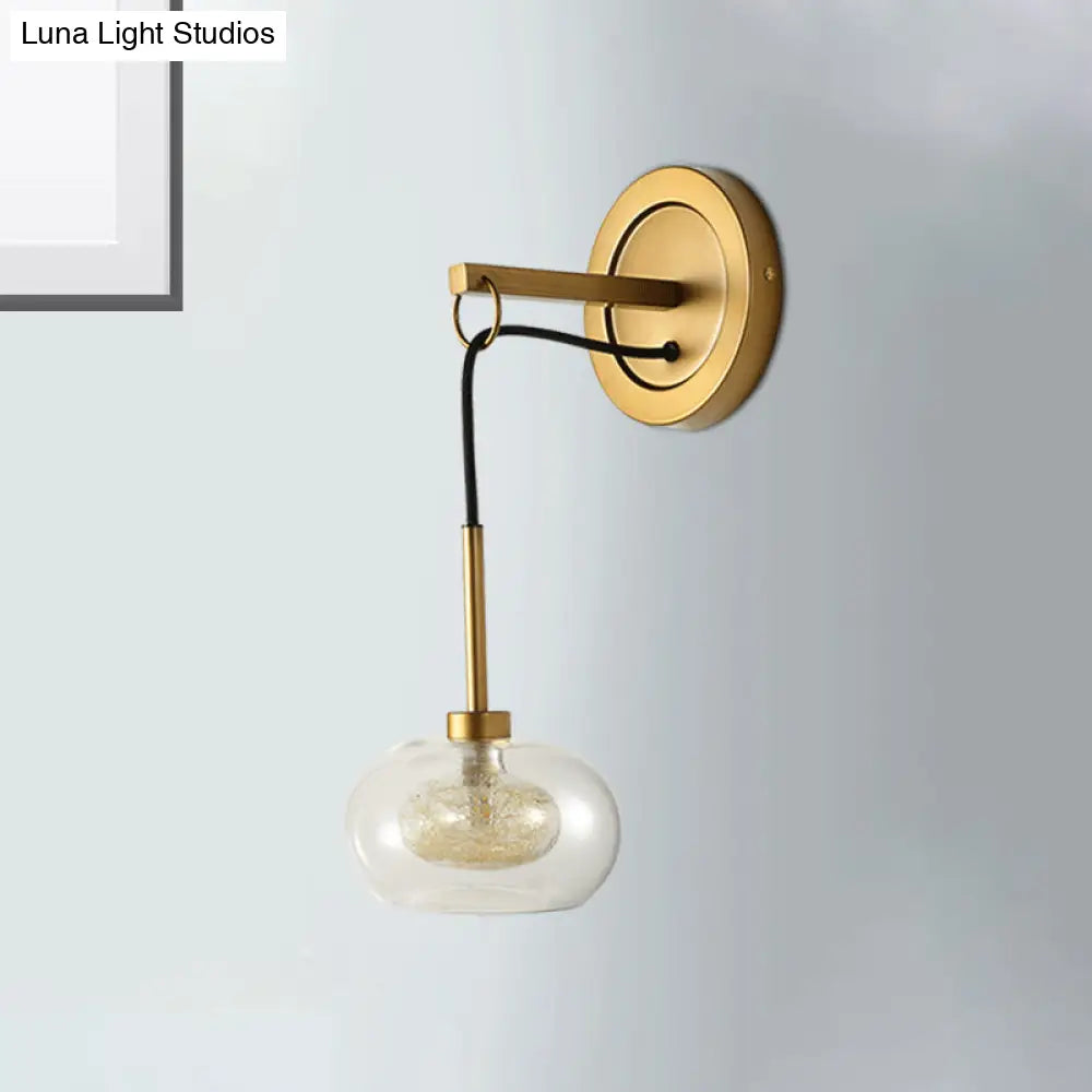 DecorBites™ Modernist Oval Amber/White Glass Sconce with Brass Finish - Wall Mounted 1-Light Drop Lamp