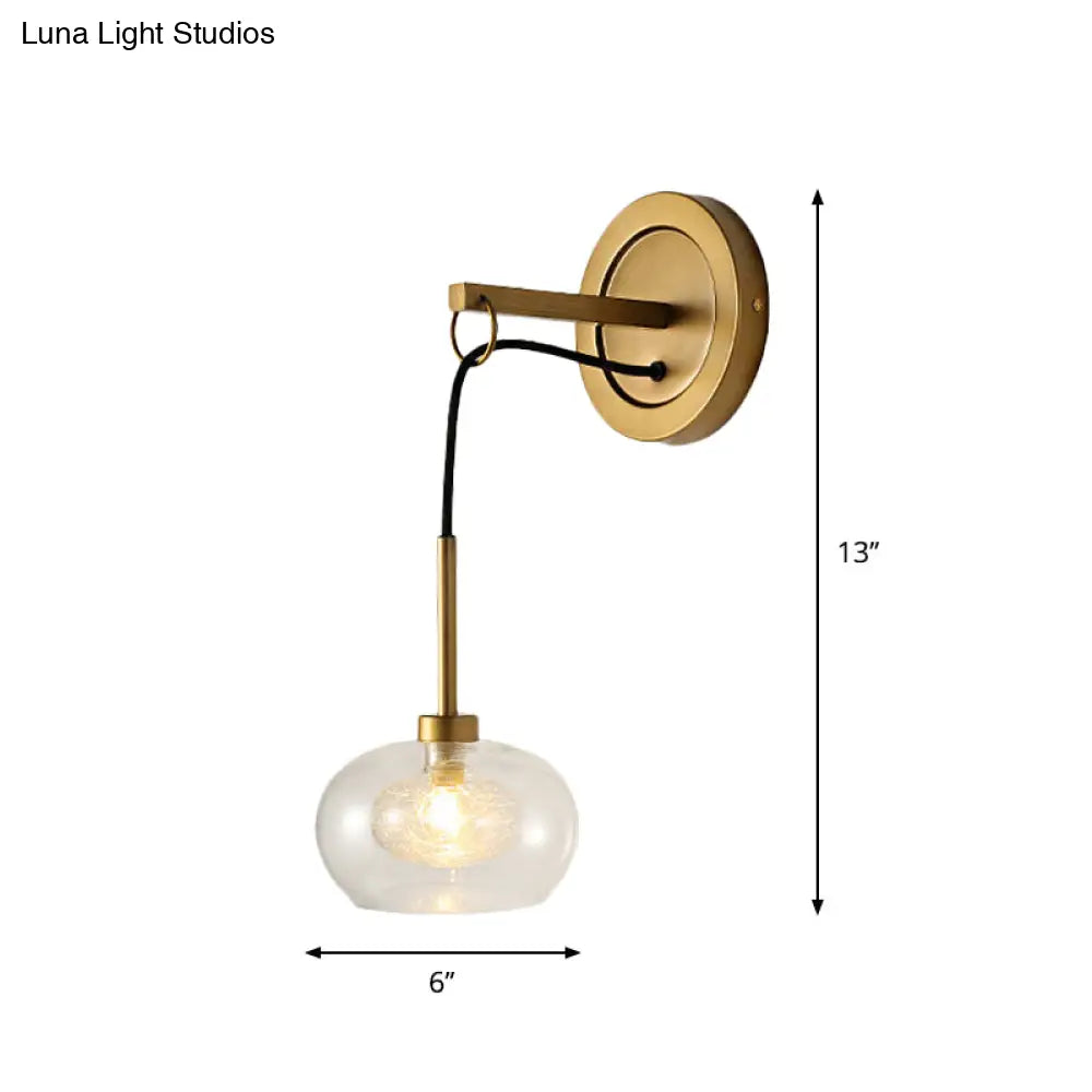 DecorBites™ Modernist Oval Amber/White Glass Sconce with Brass Finish - Wall Mounted 1-Light Drop Lamp